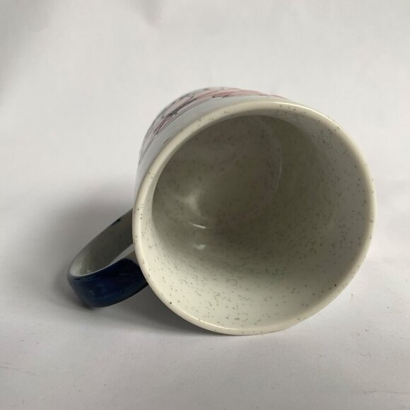 Vintage North Carolina Blue Speckled Coffee Mug Pink Dogwood Flowers Ceramic - Picture 5 of 6